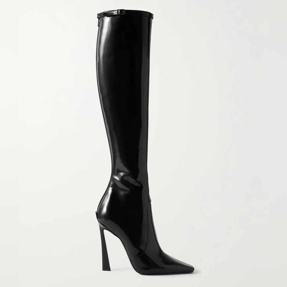 SAINT LAURENT Justify patent-leather knee boots